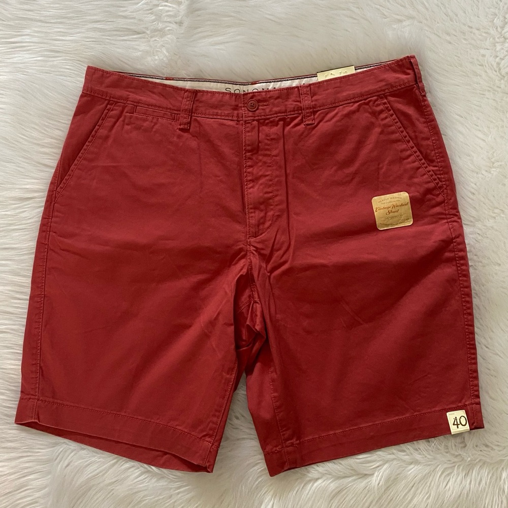 Sonoma Red Vintage Wash Shorts 40